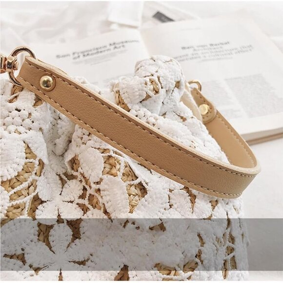 Straw Woven Handbag Unisex Beach Purse Crossbody Travel Shoulder Bag - Picture 3 of 7